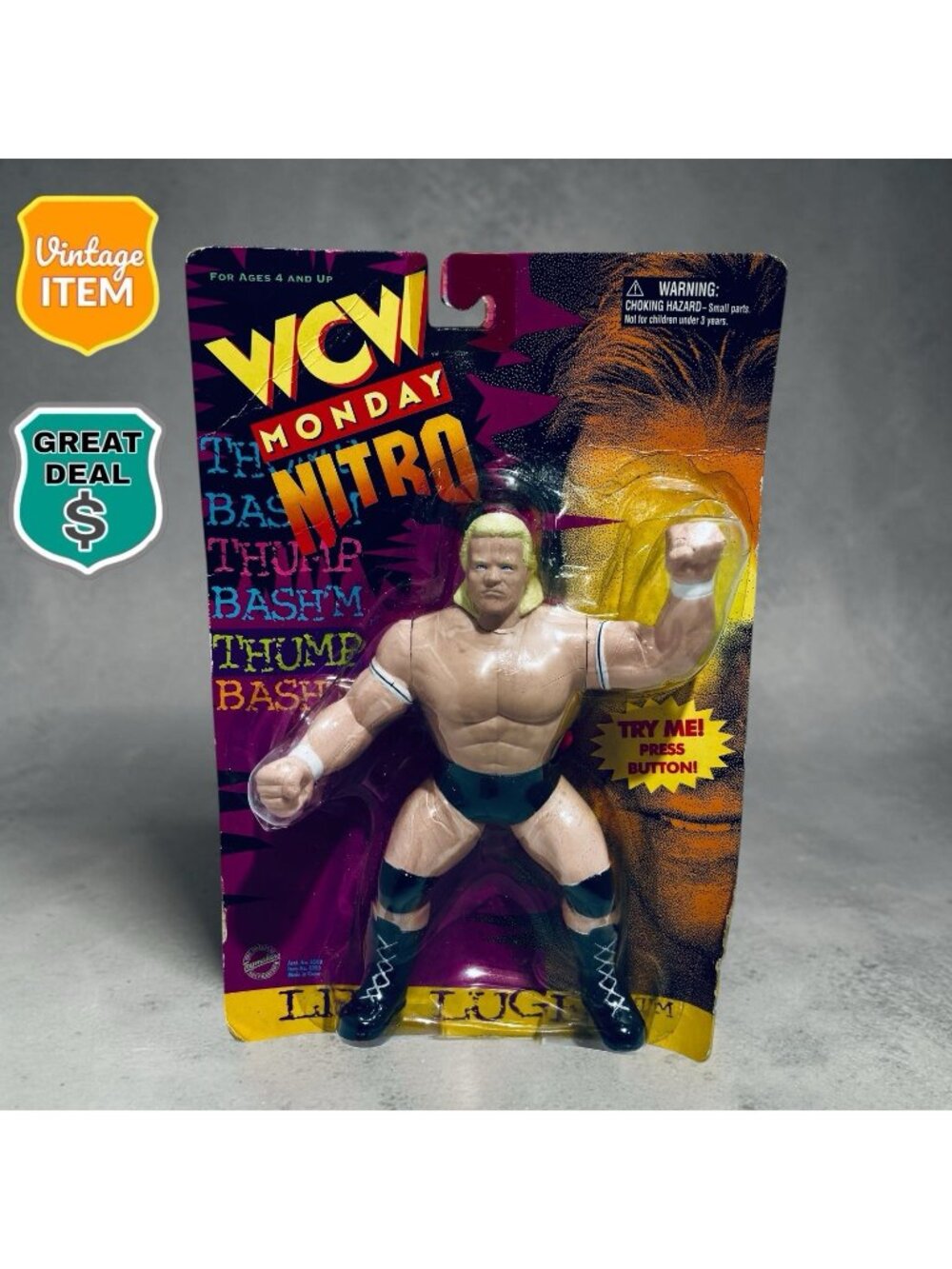 WCW Monday Nitro Lex Luger Action Figure Vibrating San Francisco 1997 Sealed WWE